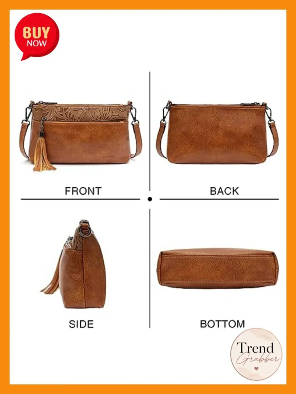 Vintage Western Crossbody Handbag Small Vegan Leather Clutch Wristlet